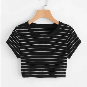 striped black crop top